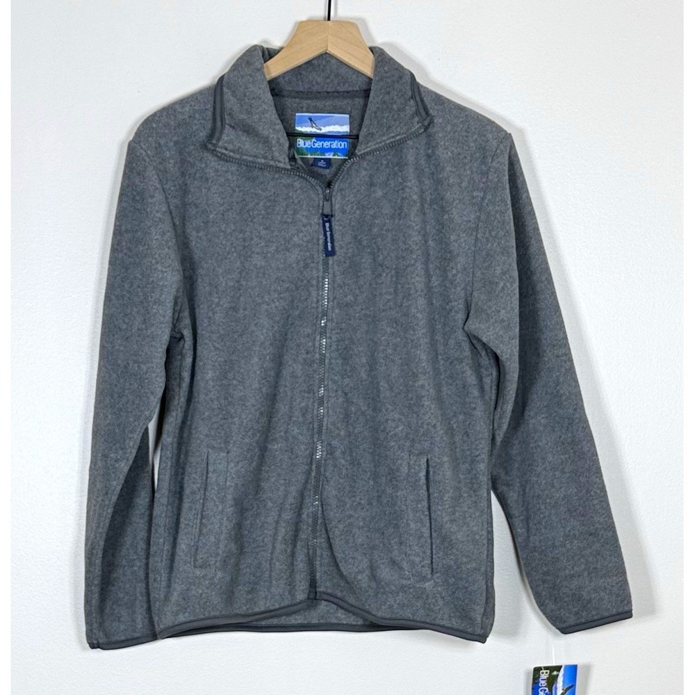 Blue Generation Womens Fleece Jacket M Gray Full Zip Lightweight Uniform Outdoor